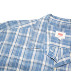 LEVI'S Mens Blue & White Check Shirt L Cotton Blend Casual Short Sleeve Button