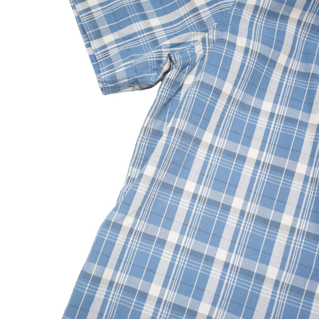 LEVI'S Mens Blue & White Check Shirt L Cotton Blend Casual Short Sleeve Button