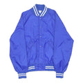 TORQUE Mens Blue Nylon Bomber Jacket M Button Closure Striped Ribbed Collar