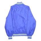 TORQUE Mens Blue Nylon Bomber Jacket M Button Closure Striped Ribbed Collar