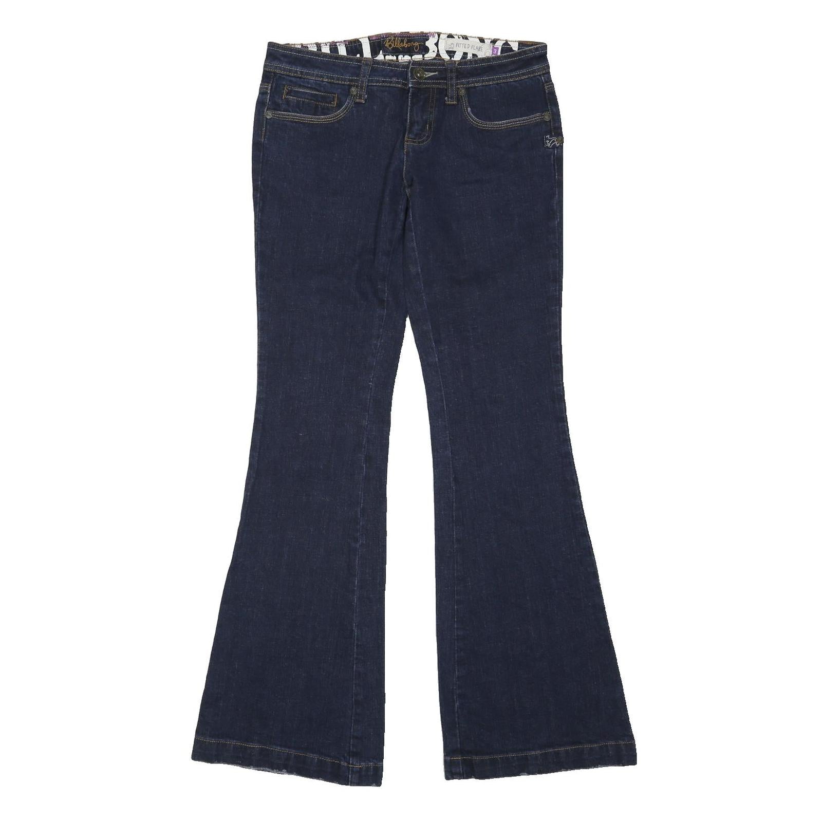 BILLABONG Womens Jeans Blue Relaxed Flared Denim Rinse W30 L32 Stylish Fitted