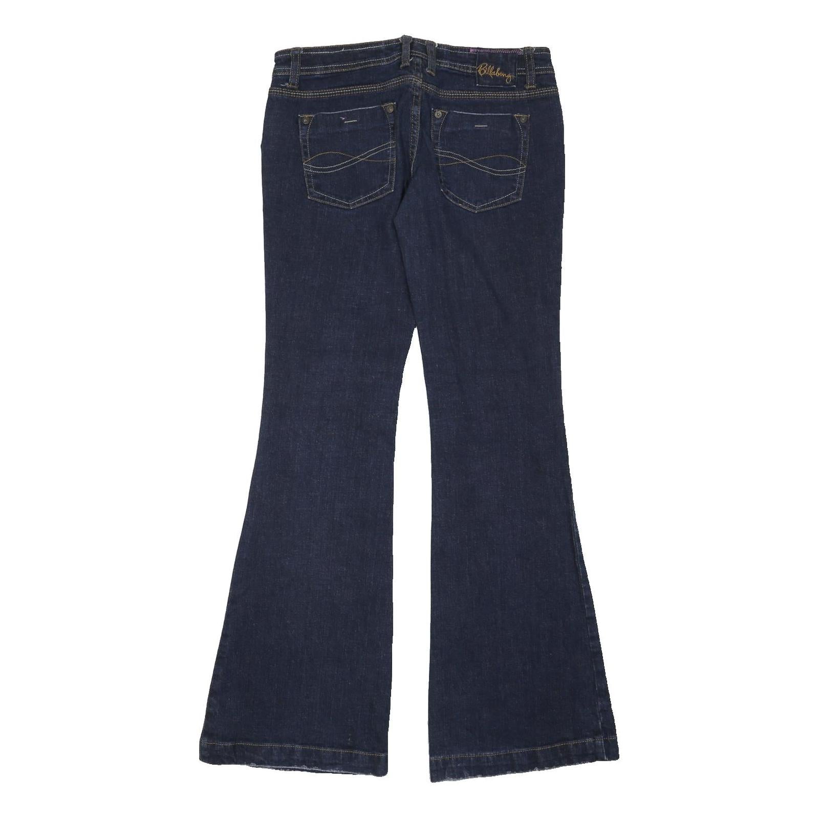 BILLABONG Womens Jeans Blue Relaxed Flared Denim Rinse W30 L32 Stylish Fitted