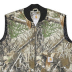 CARHARTT Mens Beige & Green Camouflage Quilted Jacket M Cotton Woven Sleeveless
