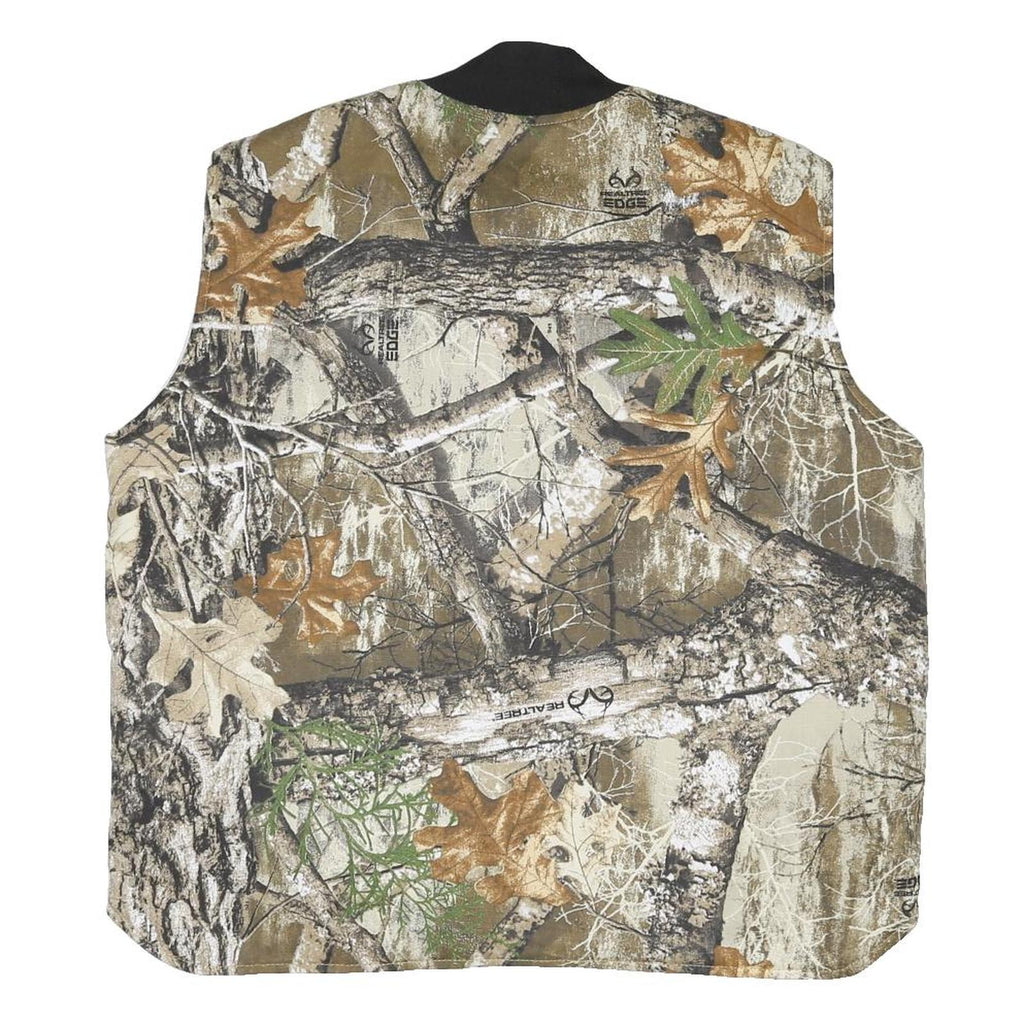 CARHARTT Mens Beige & Green Camouflage Quilted Jacket M Cotton Woven Sleeveless