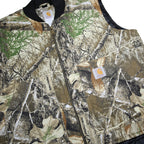 CARHARTT Mens Beige & Green Camouflage Quilted Jacket M Cotton Woven Sleeveless