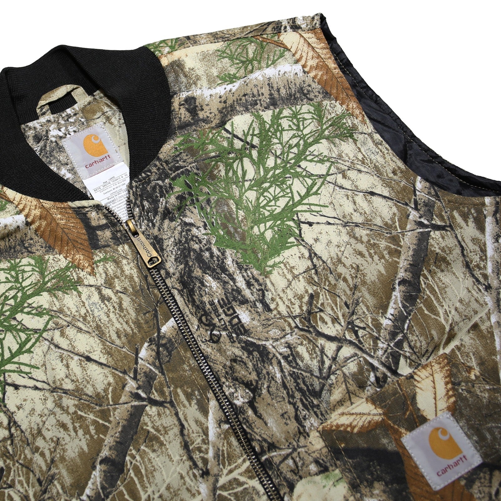 CARHARTT Mens Beige & Green Camouflage Quilted Jacket M Cotton Woven Sleeveless