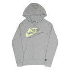 NIKE Mens Grey Hoodie XS Cotton Blend Multi Logo Pullover Sweatshirt