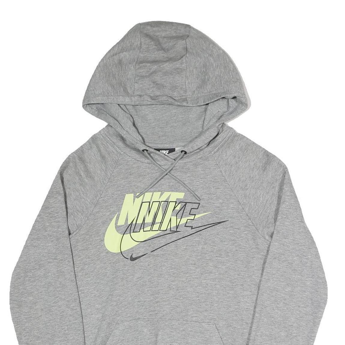 NIKE Mens Grey Hoodie XS Cotton Blend Multi Logo Pullover Sweatshirt