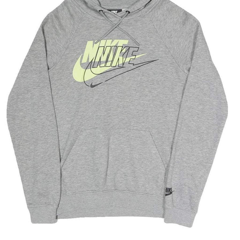 NIKE Mens Grey Hoodie XS Cotton Blend Multi Logo Pullover Sweatshirt