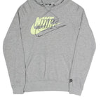 NIKE Mens Grey Hoodie XS Cotton Blend Multi Logo Pullover Sweatshirt