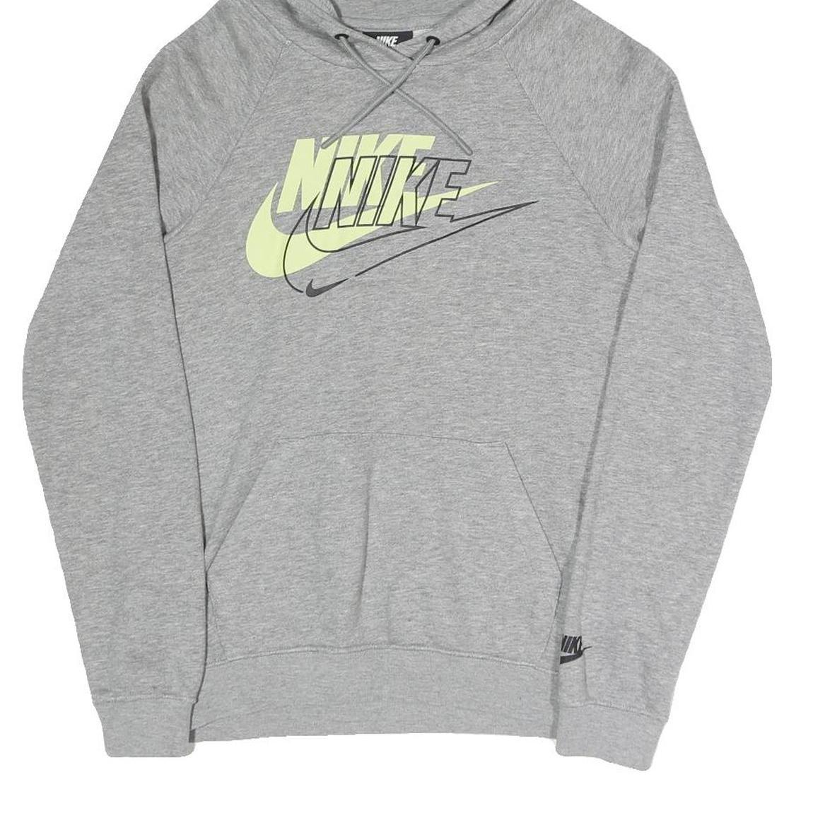 NIKE Mens Grey Hoodie XS Cotton Blend Multi Logo Pullover Sweatshirt
