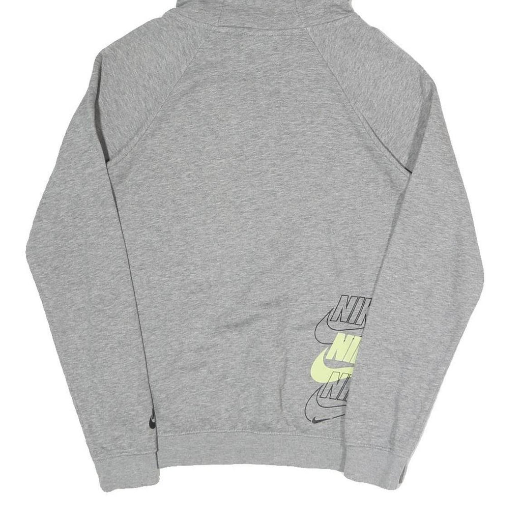 NIKE Mens Grey Hoodie XS Cotton Blend Multi Logo Pullover Sweatshirt