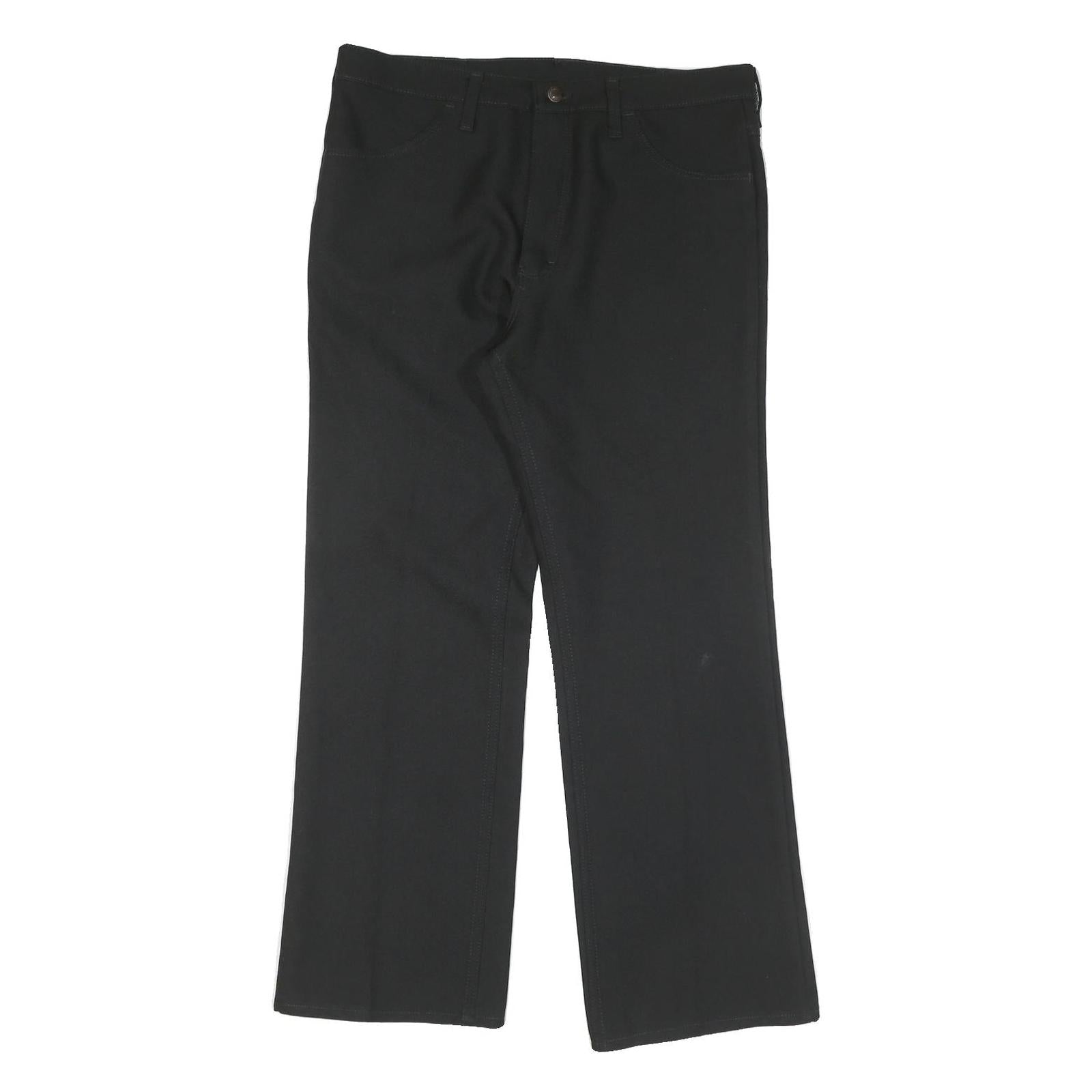 WRANGLER Mens Cotton Black Regular Straight Trousers W36 L30 Casual Zip Closure