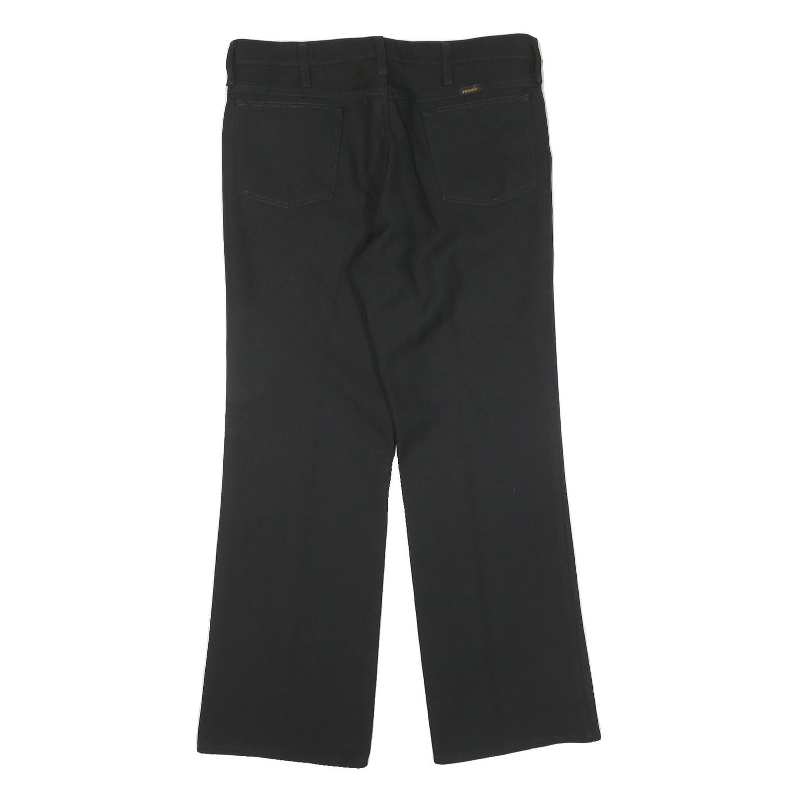 WRANGLER Mens Cotton Black Regular Straight Trousers W36 L30 Casual Zip Closure