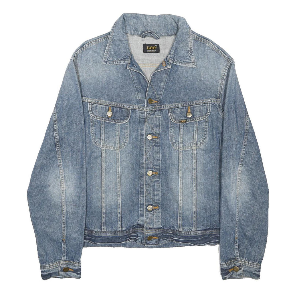 LEE Mens Blue Denim Jacket XL Cotton Blend Button Closure Classic Fit Casual