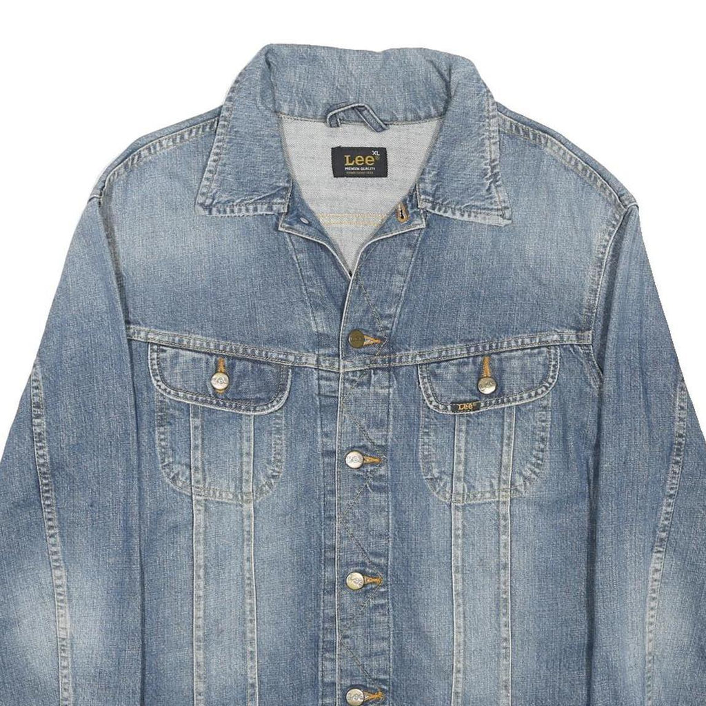 LEE Mens Blue Denim Jacket XL Cotton Blend Button Closure Classic Fit Casual