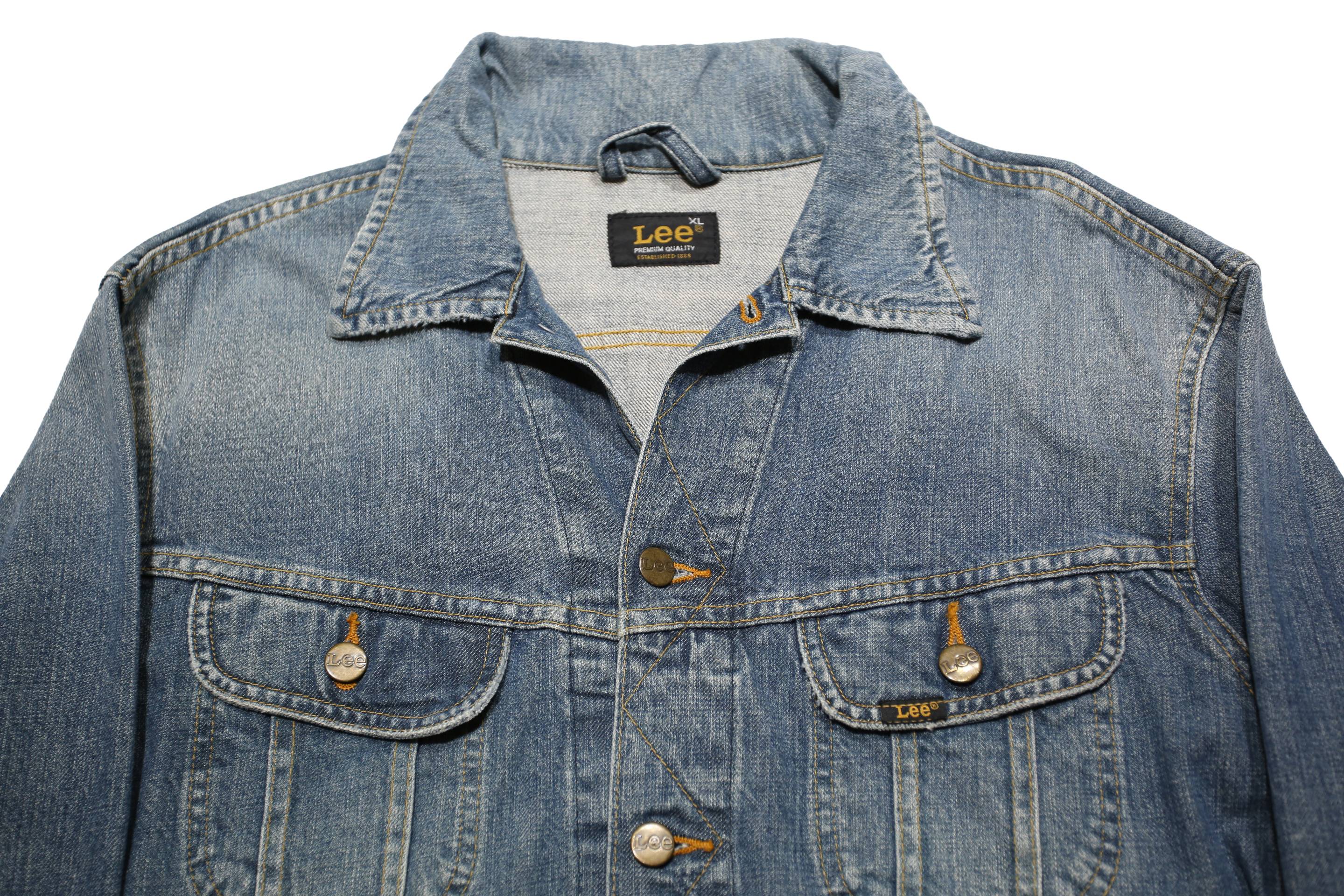 LEE Mens Blue Denim Jacket XL Cotton Blend Button Closure Classic Fit Casual