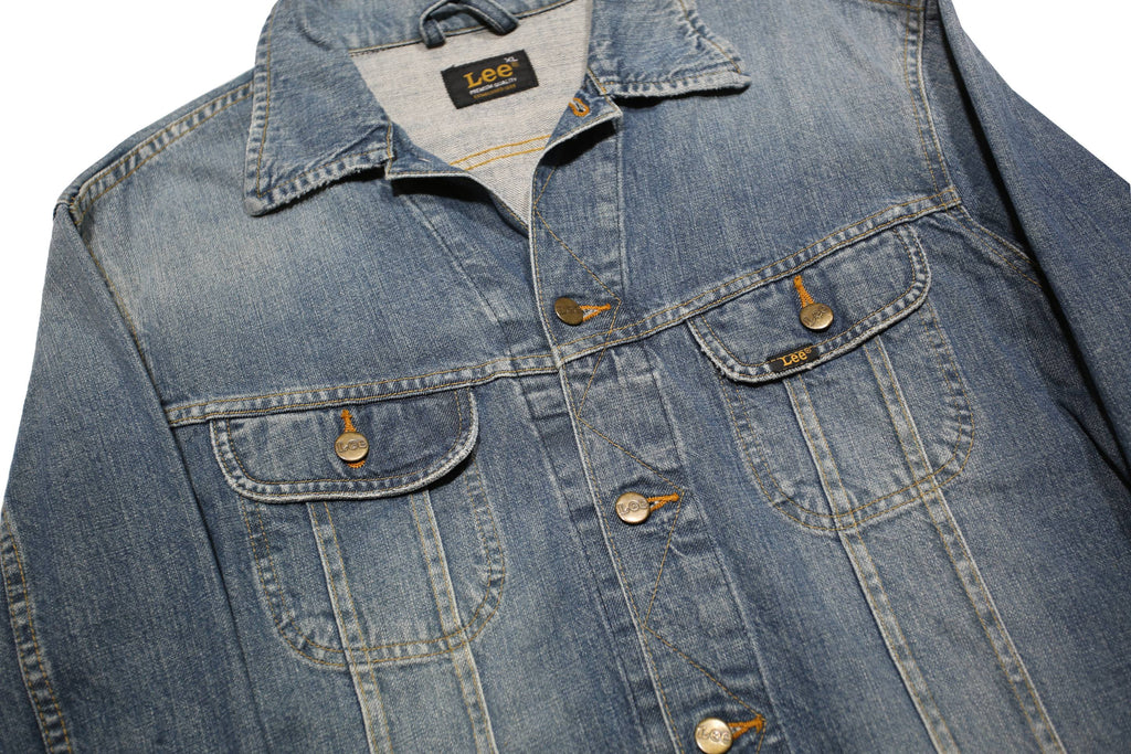 LEE Mens Blue Denim Jacket XL Cotton Blend Button Closure Classic Fit Casual