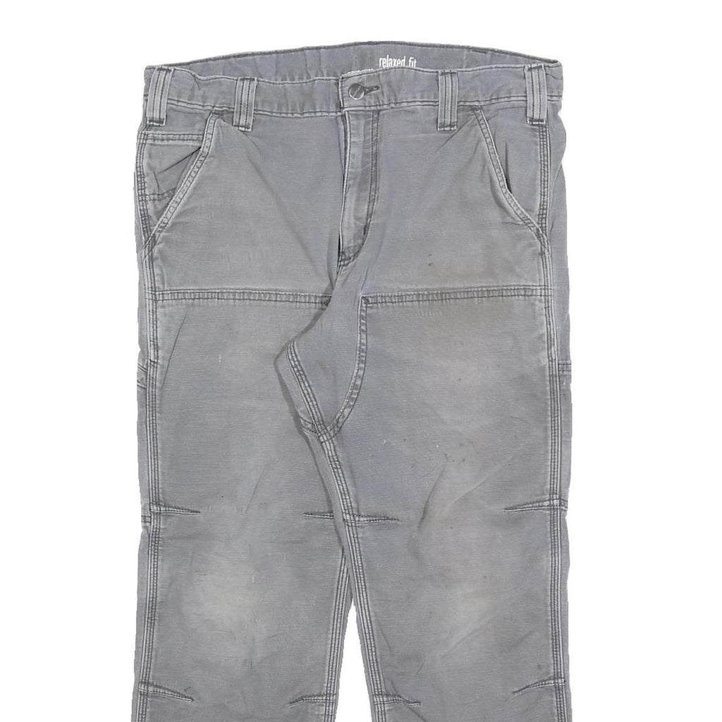CARHARTT Mens Cotton Blend Grey Relaxed Fit Straight Trousers W34 L27 Workwear