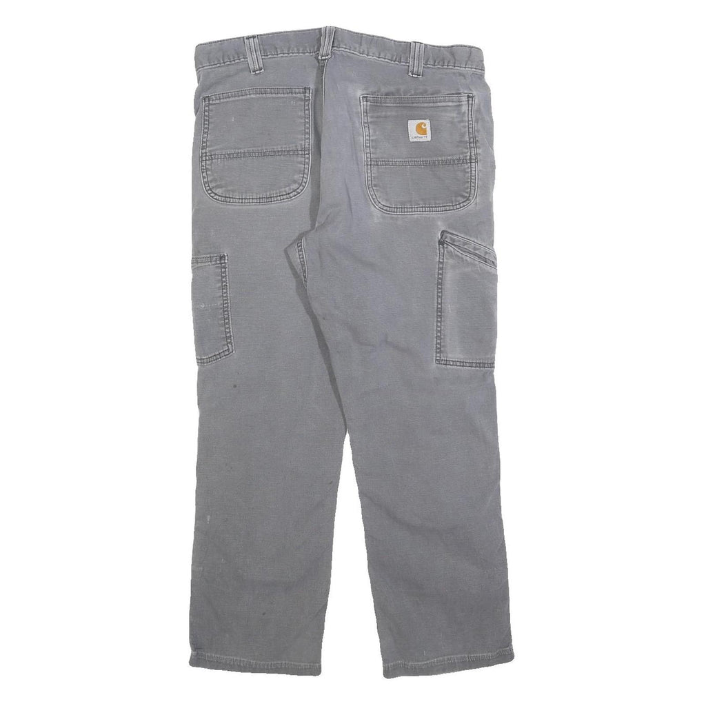CARHARTT Mens Cotton Blend Grey Relaxed Fit Straight Trousers W34 L27 Workwear