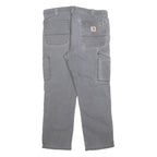 CARHARTT Mens Cotton Blend Grey Relaxed Fit Straight Trousers W34 L27 Workwear