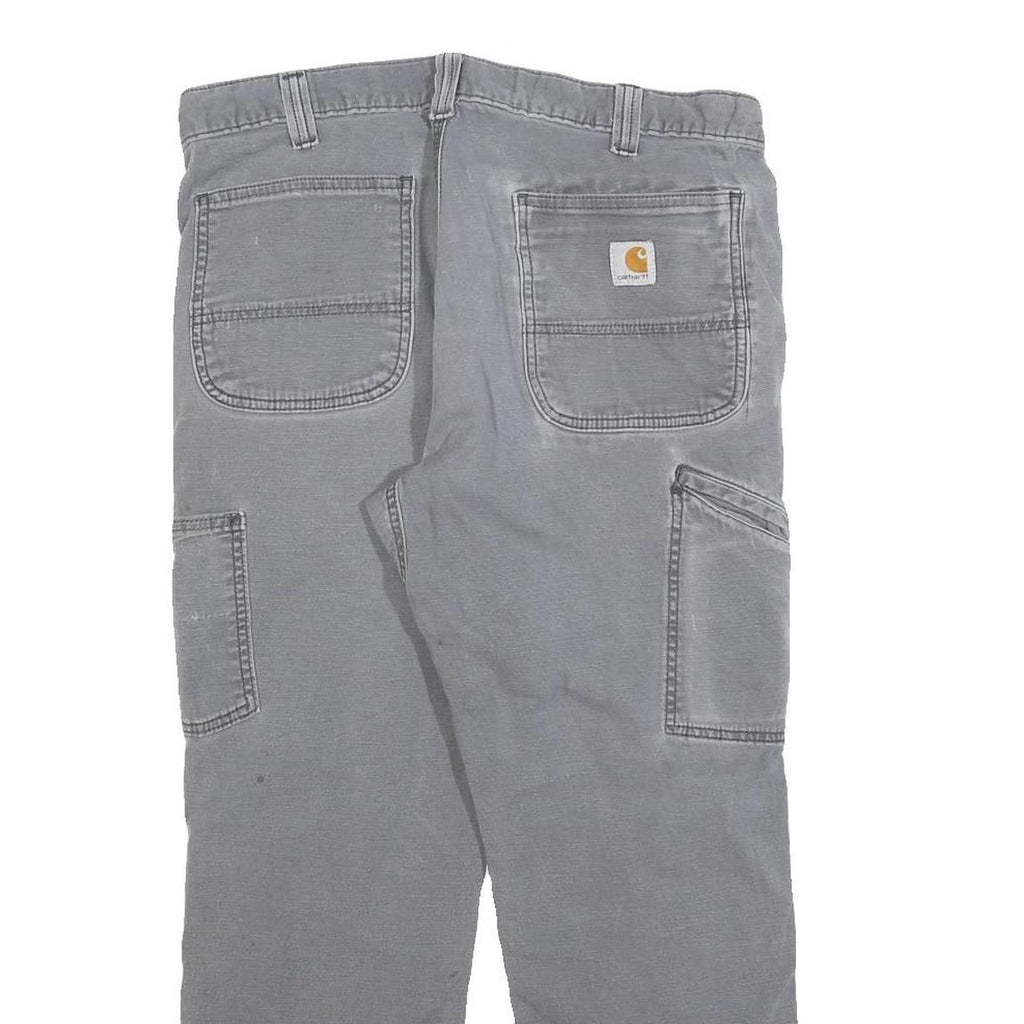 CARHARTT Mens Cotton Blend Grey Relaxed Fit Straight Trousers W34 L27 Workwear