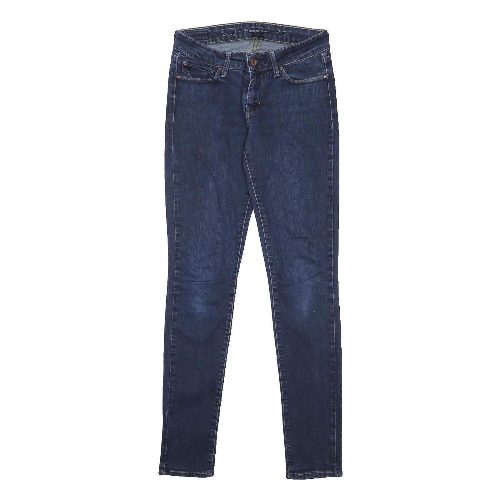 LEVI'S Womens Slim Blue Denim Slim Skinny Jeans W26 L32 Classic Cotton Blend Zip
