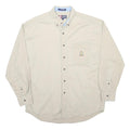 CHAPS RALPH LAUREN Mens Beige Cotton Shirt L Embroidered Pocket Button-Down