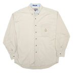 CHAPS RALPH LAUREN Mens Beige Cotton Shirt L Embroidered Pocket Button-Down