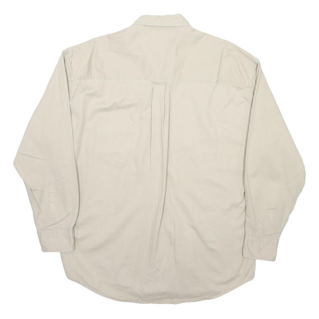 CHAPS RALPH LAUREN Mens Beige Cotton Shirt L Embroidered Pocket Button-Down