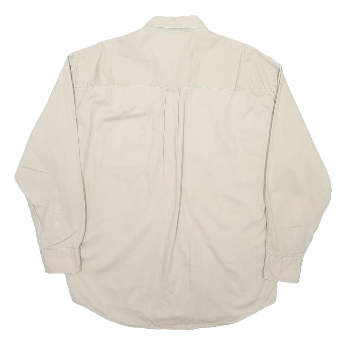 CHAPS RALPH LAUREN Mens Beige Cotton Shirt L Embroidered Pocket Button-Down