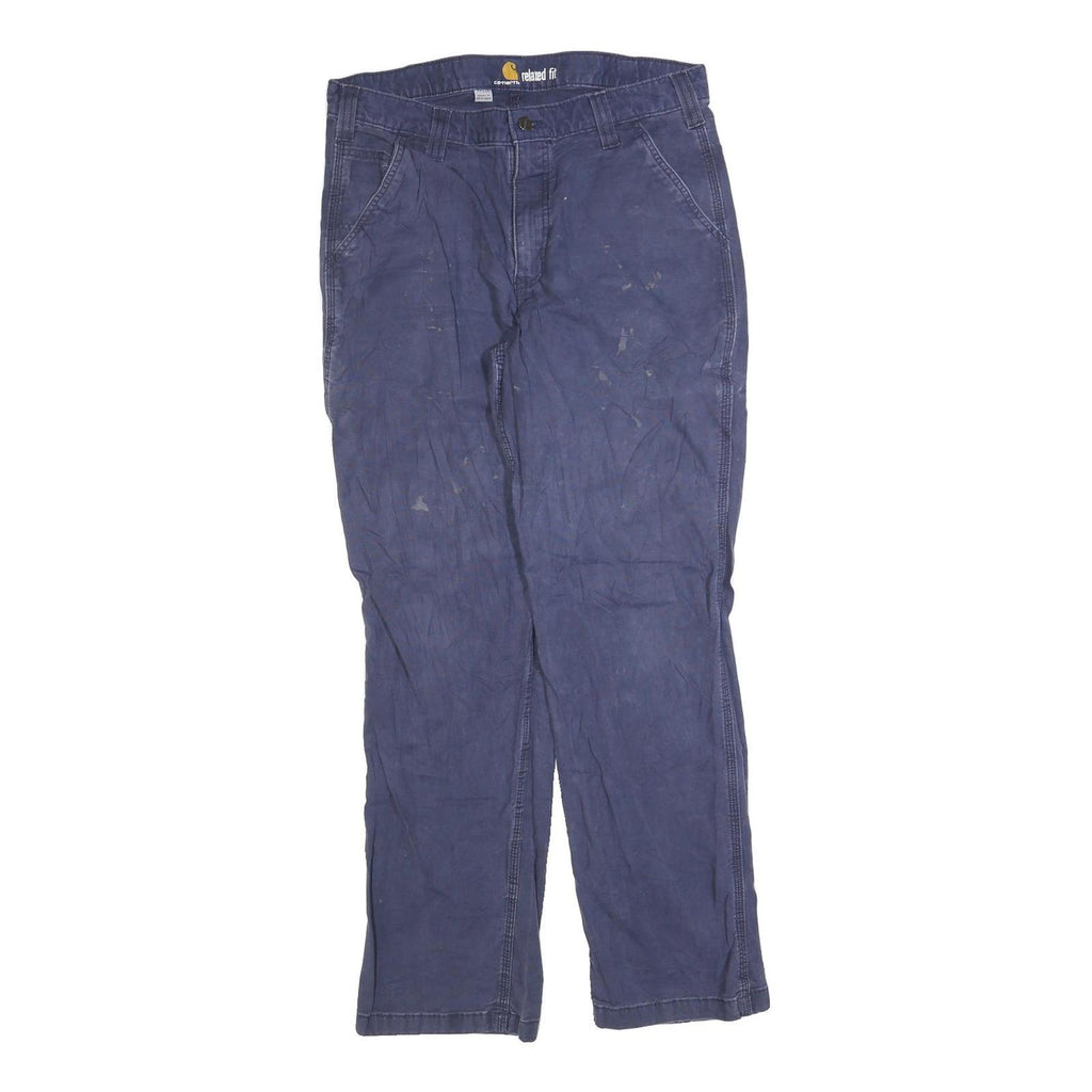CARHARTT Mens Relaxed Fit Blue Cotton Blend Trousers W34 L32 Cargo Workwear