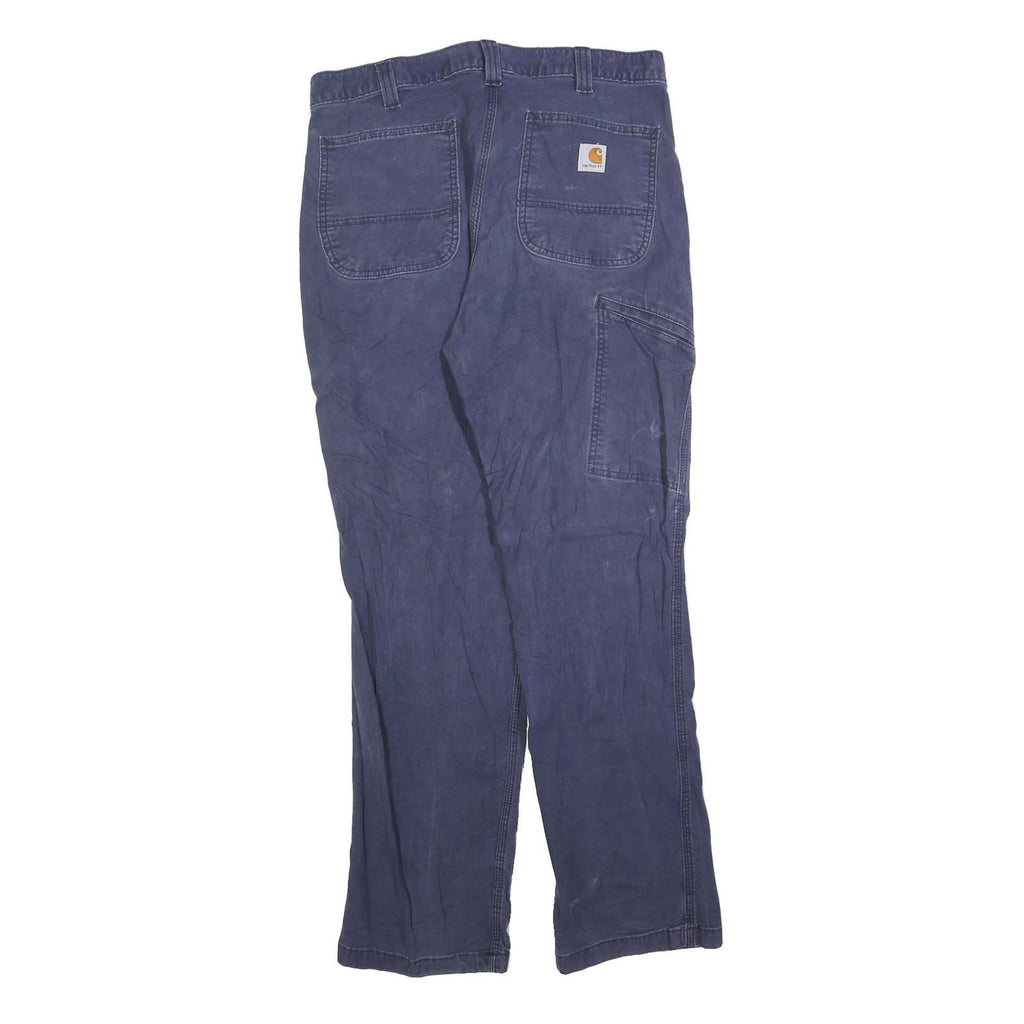 CARHARTT Mens Relaxed Fit Blue Cotton Blend Trousers W34 L32 Cargo Workwear