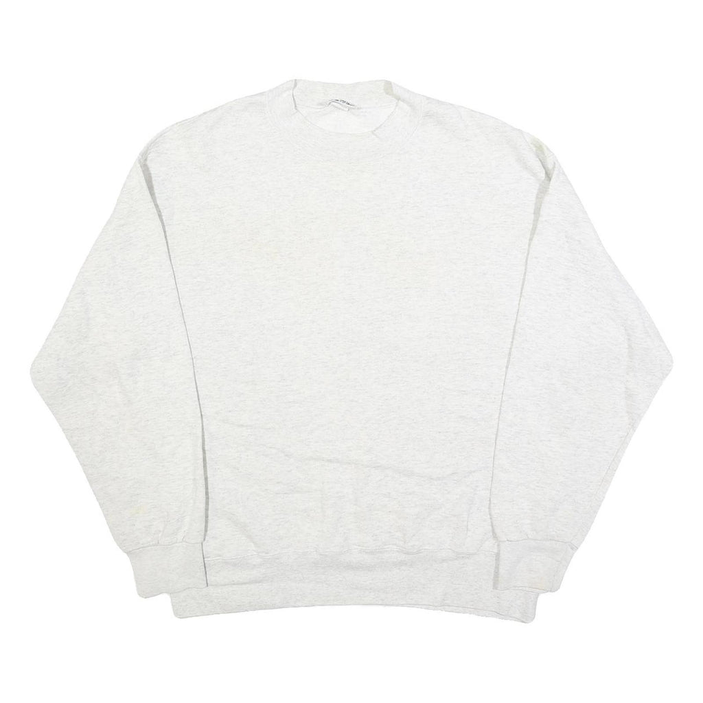 PRO SPIRIT Mens White Crew Neck L Cotton Blend Casual Sweatshirt Pullover