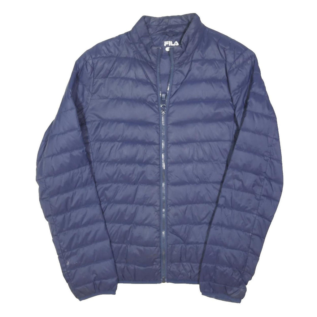 FILA Womens Blue Puffer Jacket UK 14 Polyester Blend Zip Lightweight Quilted