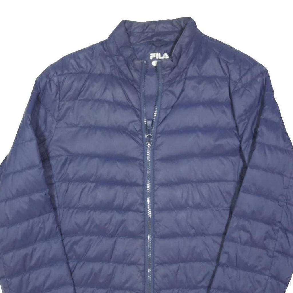 FILA Womens Blue Puffer Jacket UK 14 Polyester Blend Zip Lightweight Quilted