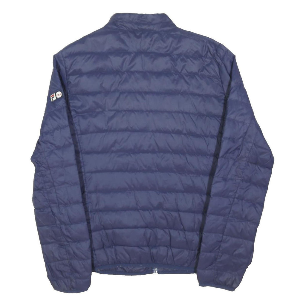 FILA Womens Blue Puffer Jacket UK 14 Polyester Blend Zip Lightweight Quilted