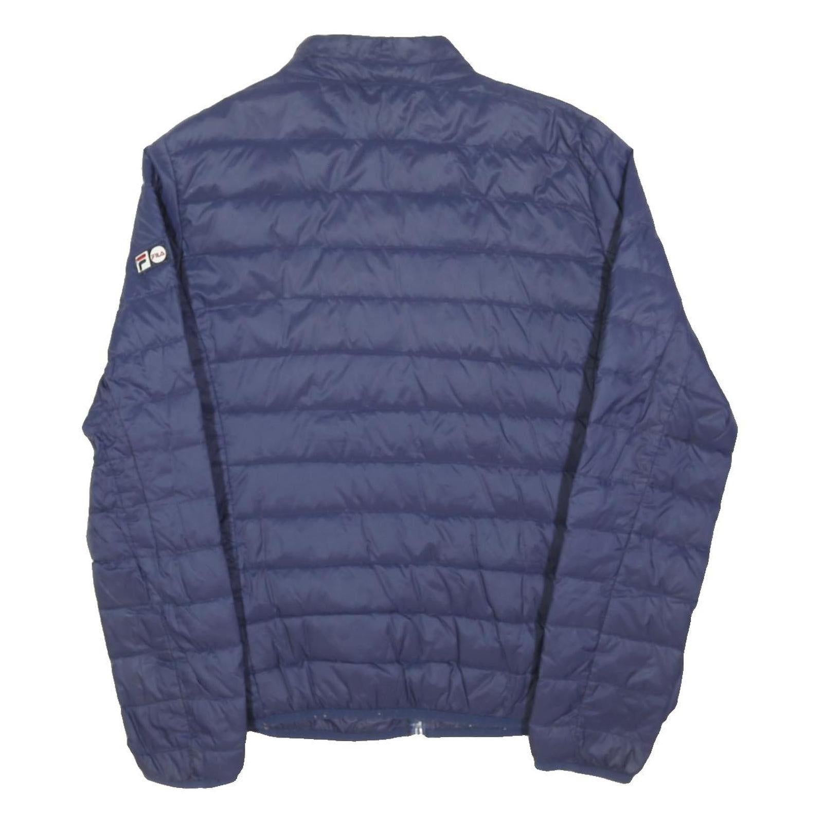 FILA Womens Blue Puffer Jacket UK 14 Polyester Blend Zip Lightweight Quilted