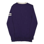 RALPH LAUREN Womens Purple & Cream Classic Rugby Pattern Jumper V-Neck Tight