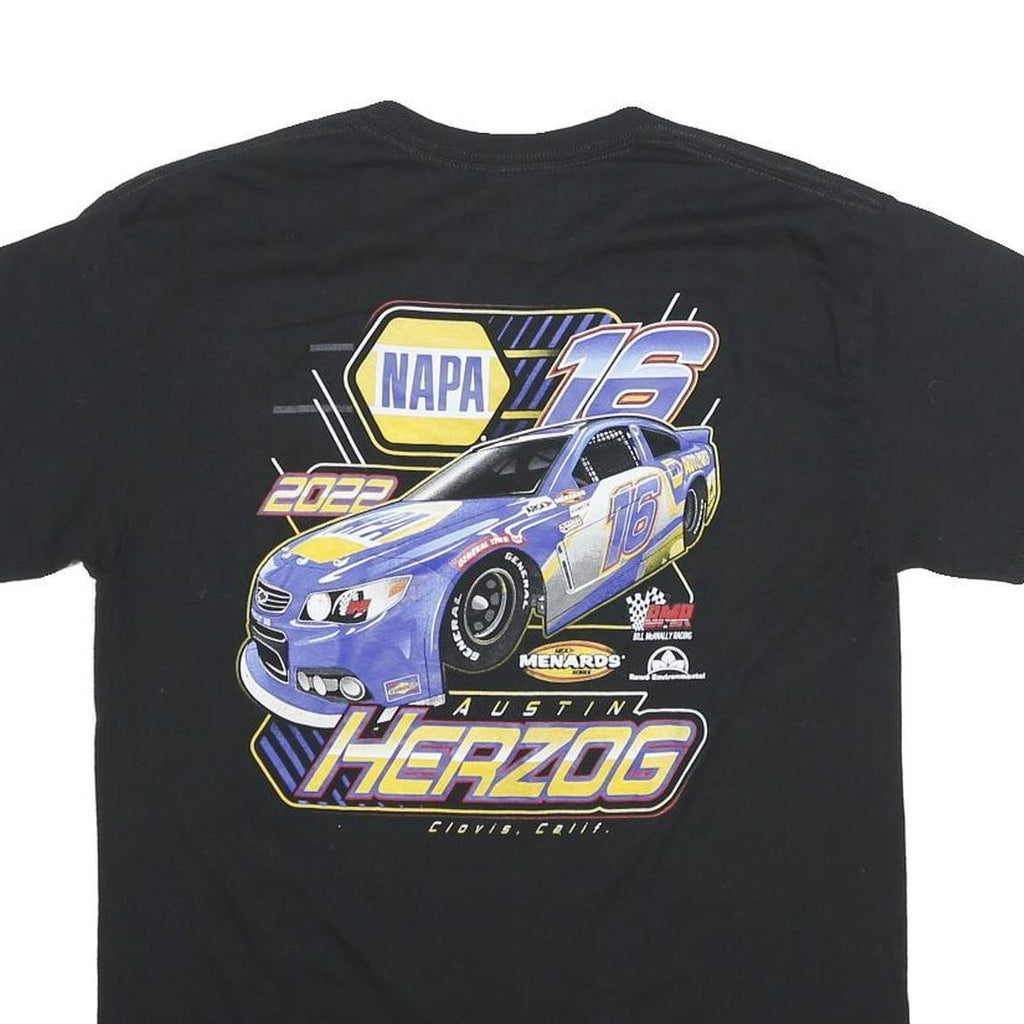 GILDAN Mens Black Austin Herzog Graphic T-Shirt M Short Sleeve Crew Neck Car