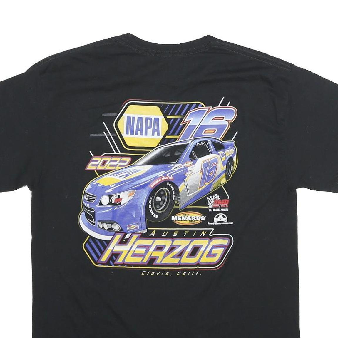 GILDAN Mens Black Austin Herzog Graphic T-Shirt M Short Sleeve Crew Neck Car