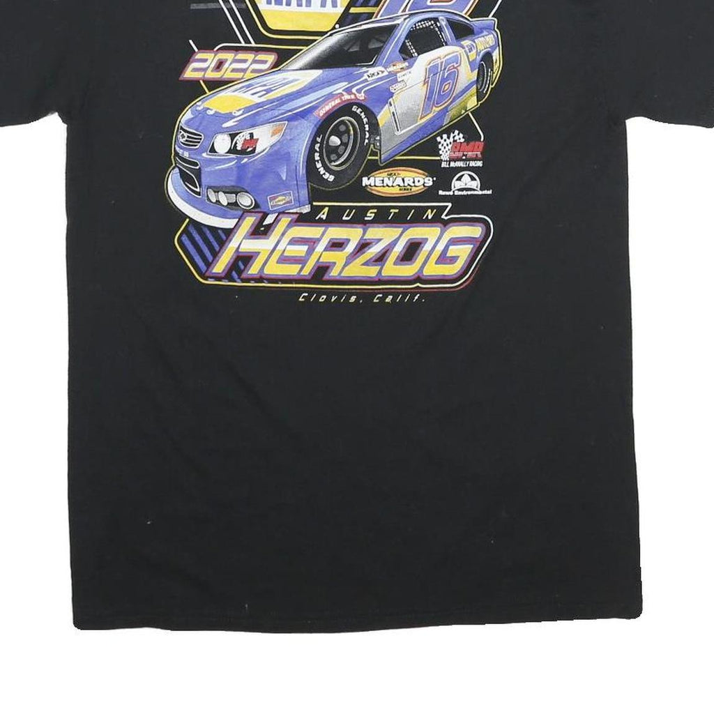 GILDAN Mens Black Austin Herzog Graphic T-Shirt M Short Sleeve Crew Neck Car