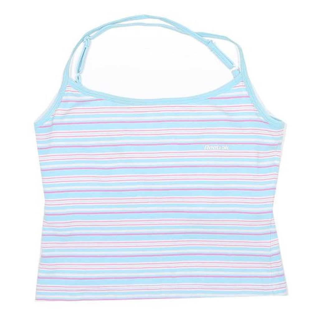 REEBOK Girls Blue & Pink Striped Vest L Adjustable Straps Cotton Blend