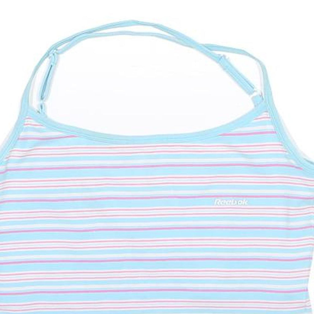 REEBOK Girls Blue & Pink Striped Vest L Adjustable Straps Cotton Blend