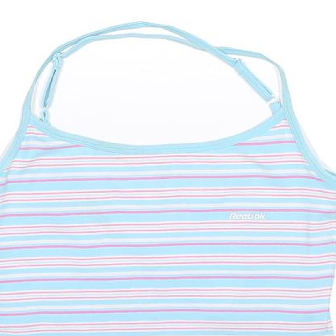 REEBOK Girls Blue & Pink Striped Vest L Adjustable Straps Cotton Blend