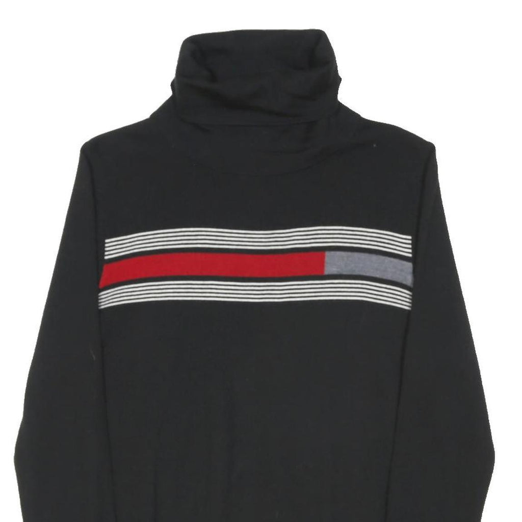 PENDLETON Womens Black Red & Grey Patterned Cotton Blend Jumper Roll Neck Tight