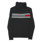 PENDLETON Womens Black Red & Grey Patterned Cotton Blend Jumper Roll Neck Tight