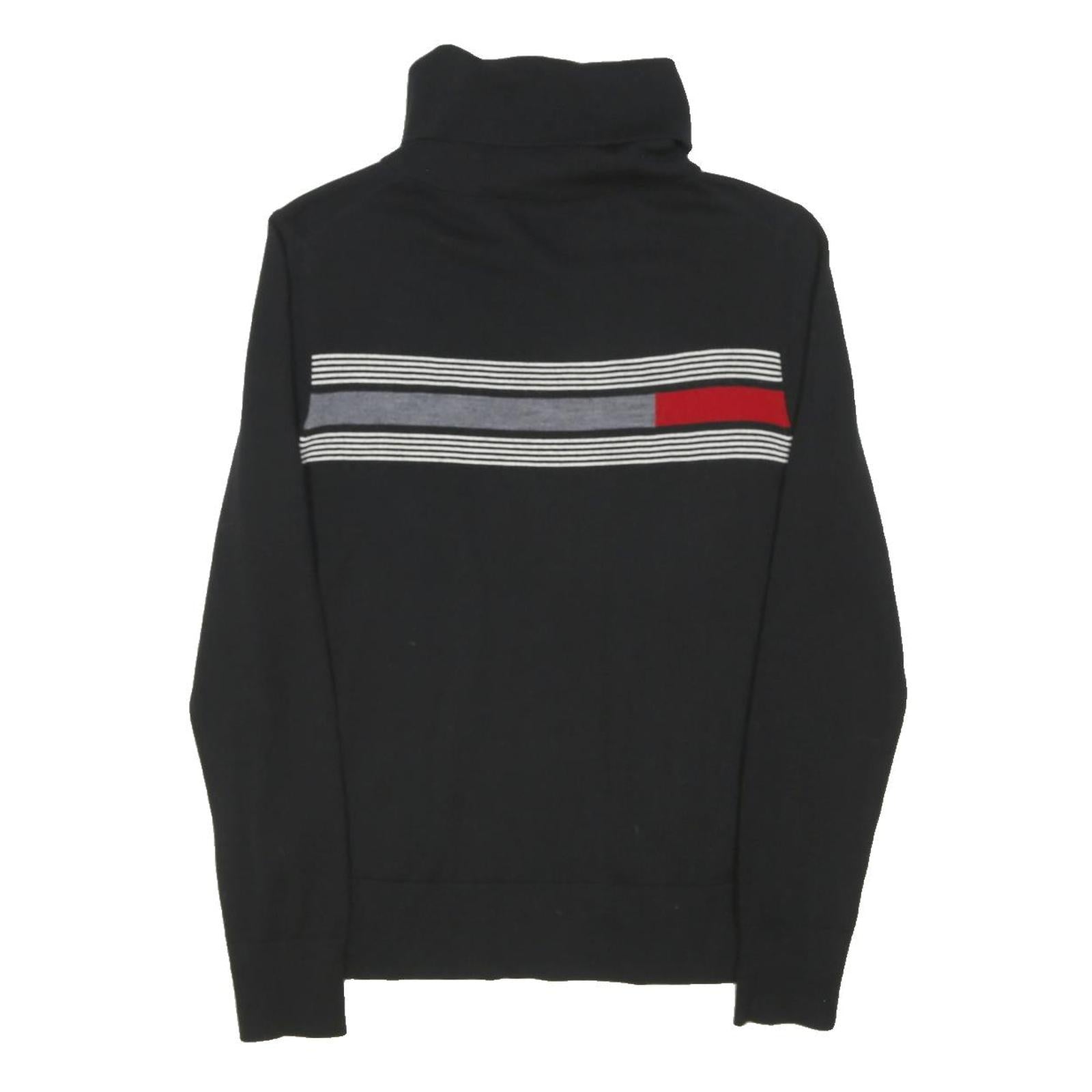 PENDLETON Womens Black Red & Grey Patterned Cotton Blend Jumper Roll Neck Tight
