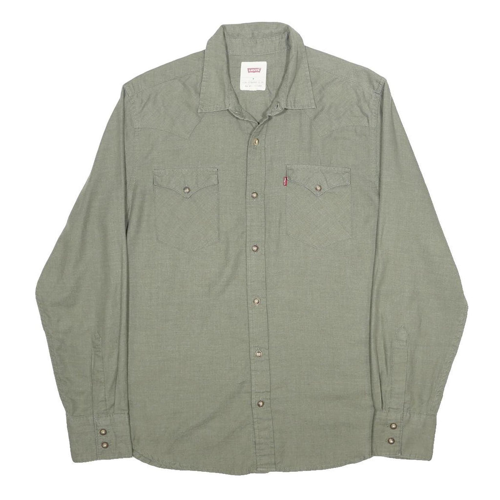 LEVI'S Mens Green Cotton Blend Shirt M Casual Long Sleeve Button Shirt