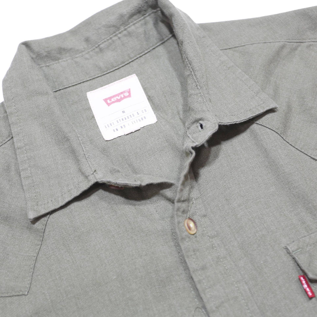 LEVI'S Mens Green Cotton Blend Shirt M Casual Long Sleeve Button Shirt